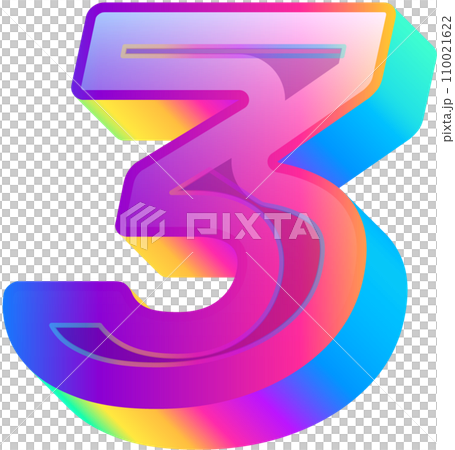 Neon Bold Gradient Alphabet Number 3 Neon Bold Gradient Alphabet Number 3 110021622