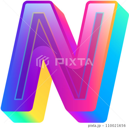 Neon Bold Gradient  Alphabet Letter N Neon Bold Gradient  Alphabet Letter N 110021656