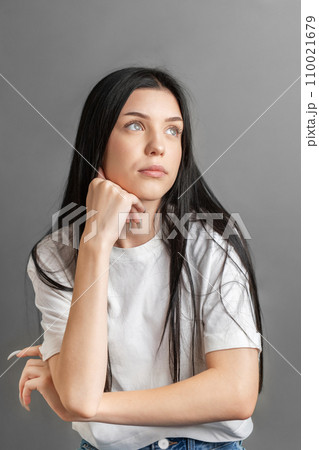 Portrait of a thoughtful young girl. 110021679