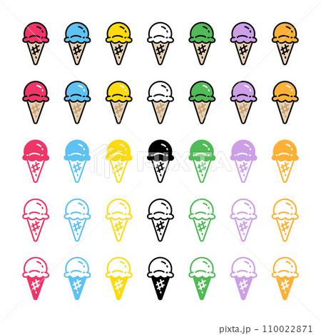 ice cream cone icon cartoon character doodle vector food colorful pastel logo symbol isolated illustration design 110022871