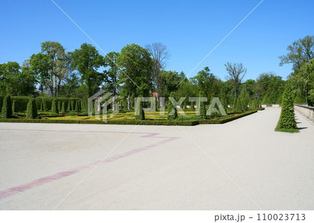 View to garden in Wilanow in Warsaw capital city in Poland 110023713