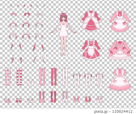 粉紅色圍裙連身裙/洛麗塔衣服的女孩裝扮 110024412