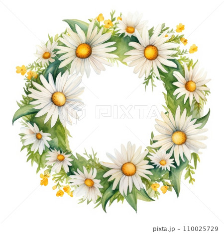 watercolor holly wreath with red berries on white 110025729