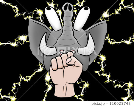 アッパーを喰らう象_拳付き_雷付き 110025742