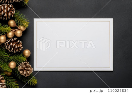 White empty blank mockup with christmas decorations. 110025834