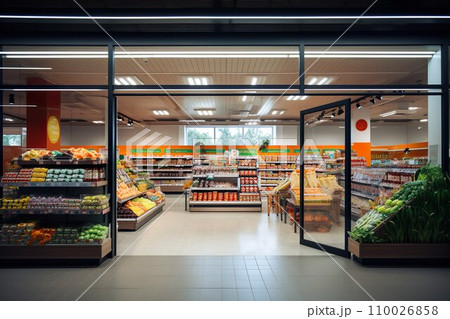 スーパーマーケットの入り口01 110026858