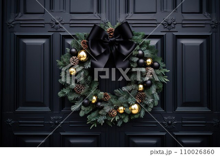 ドア前のクリスマスリース02 110026860