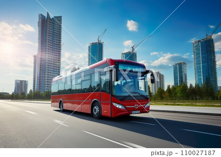 街を走るバスのイメージ03 街を走るバスのイメージ03 110027187
