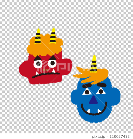 Illustration of red demon and blue demon 110027452