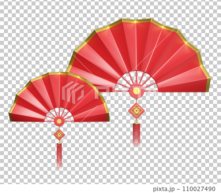 3d fan with tassel for chinese new year. 3d render illustration 3d fan with tassel for chinese new year. 3d render illustration 110027490