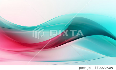 Abstract turquoise pink waves design with smooth curves and soft shadows on clean modern background. Generative AI 110027589