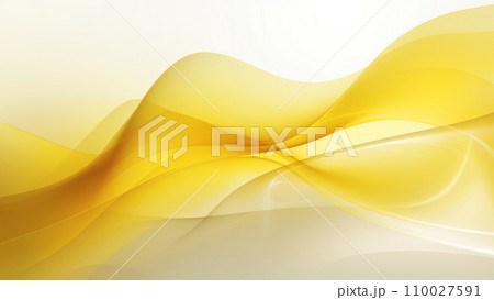 Abstract silk yellow waves design with smooth curves and soft shadows on clean modern background. Generative AI 110027591