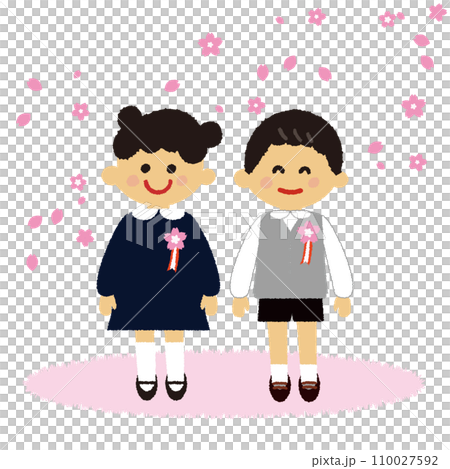 卒園するこどもたちのイラスト 110027592