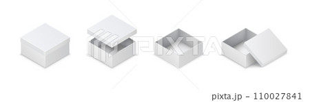 Box with lid variations realistic vector illustration set Box with lid variations realistic vector illustration set 110027841