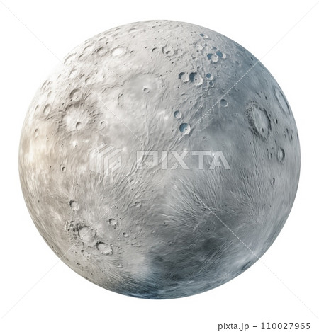 AI-generated content. Realistic image of Moon on a transparent background. Moon isolated on transparent background in PNG format, space elements, astronomy concept. 110027965