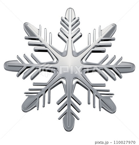 AI-generated content. Steel snowflake cut out on a white or transparent background. Christmas and New Year concept. A design element to be inserted into a design or project. 110027970