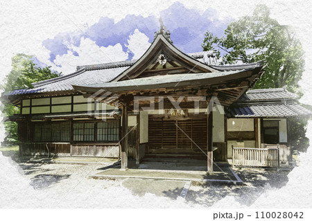 水彩画風 熊川宿 松木神社 社務所 福井県若狭町 水彩画風 熊川宿 松木神社 社務所 福井県若狭町 110028042