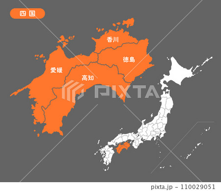 日本地図と四国の詳細マップ 110029051