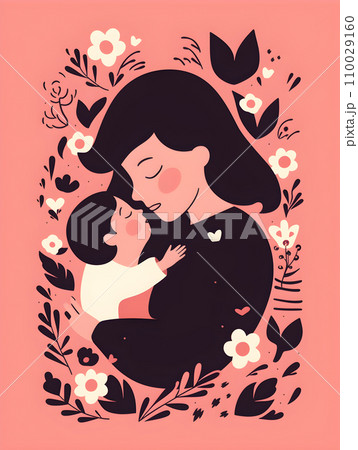 Colorful simple decoration illustration for mom with a new born baby, invitation draft baby shower and greetings card template. Congratulations on Having a Baby. New born greeting card collection. 110029160