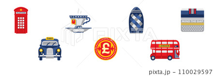 London Capital of Great Britain Flat Icon and Symbol Vector Set 110029597