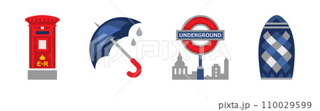 London Capital of Great Britain Flat Icon and Symbol Vector Set 110029599