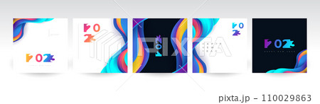 Creative and Colorful 2023 Happy New Year Poster Set. Suitable, for Card, Banner, Poster, Flyer, Cover, and Social Media Post Template 110029863