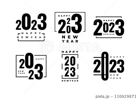 Set of 2023 Happy New Year Logo Text Design. 2023 Happy New Year Symbol Isolated on White Background. Usable for Label, Calendar Design or Celebration Card 110029871