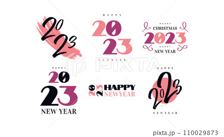 Set of 2023 Happy New Year Logo Text Design. 2023 Happy New Year Symbol Isolated on White Background. Usable for Label, Calendar Design or Celebration Card Set of 2023 Happy New Year Logo Text Design. 2023 Happy New Year Symbol Isolated on White Background. Usable for Label, Calendar Design or Celebration Card 110029873