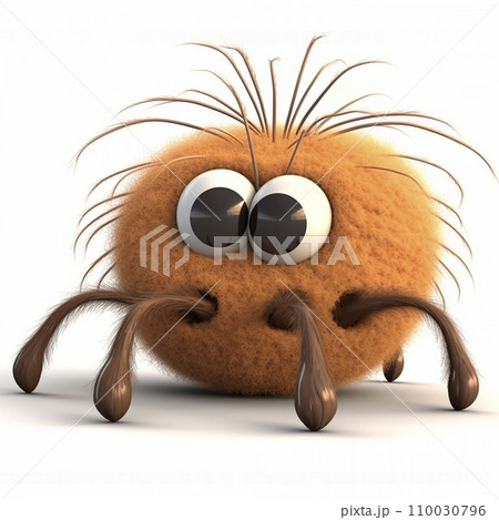 Fluffy spider, funny cute cartoon 3d illustration on white background, creative avatar Fluffy spider, funny cute cartoon 3d illustration on white background, creative avatar 110030796