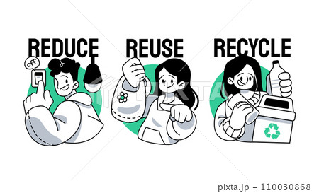 Reduce, Reuse, Recycle 3R Concept Symbol with...のイラスト素材 [110030868] - PIXTA