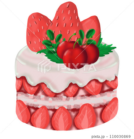 a strawberry cake with strawberries and cherries on top a strawberry cake with strawberries and cherries on top 110030869