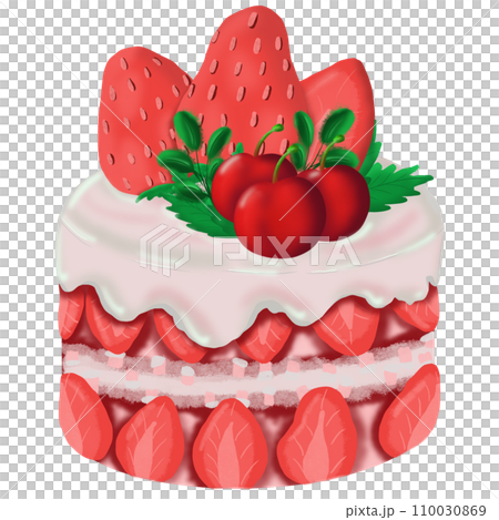 a strawberry cake with strawberries and cherries on top a strawberry cake with strawberries and cherries on top 110030869