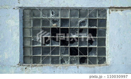 broken stained glass windows of an old mental hospital broken stained glass windows of an old mental hospital 110030997