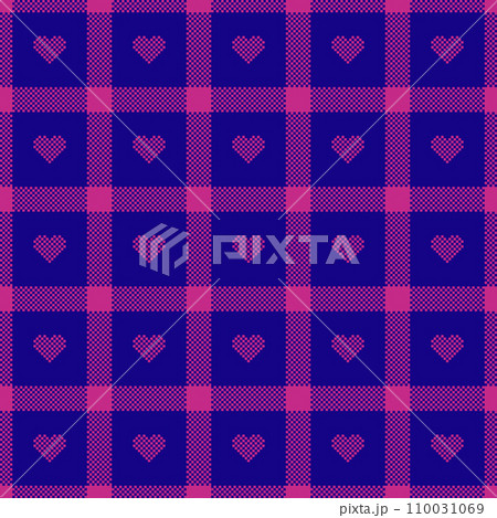 Gingham pattern with hearts. Seamless tartan - Stock Illustration  [110031069] - PIXTA