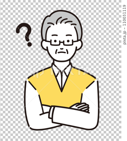 Simple person illustration old man with arms folded 110031119