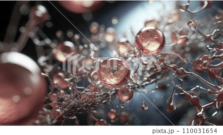 Real photo colony of stem cells on blue background under microscope 110031654