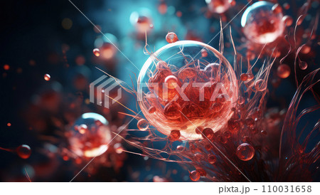 Real photo colony of stem cells on blue background under microscope Real photo colony of stem cells on blue background under microscope 110031658
