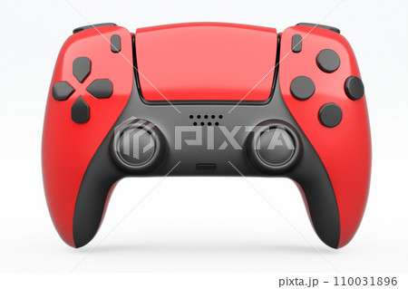 Realistic red video game joystick or gamepad on white background Realistic red video game joystick or gamepad on white background 110031896
