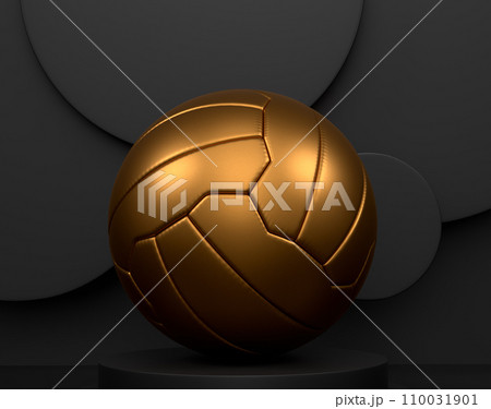 Football ball on cylinder podium with steps on monochrome background 110031901