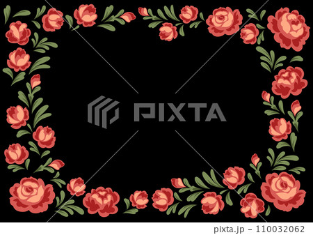 Frame with baroque flowers. Beautiful decorative vintage plants and leaves. 110032062