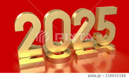 The gold number 2025 for Business concept 3d rendering. The gold number 2025 for Business concept 3d rendering. 110032188