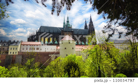 St. Vitus Cathedral Prague sunny day 110034797