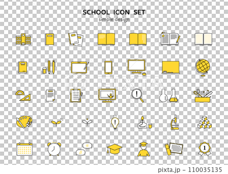School education study icon illustration set academic growth stationery stationery notebook tablet 110035135
