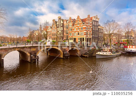 Amsterdam canal and bridge Amsterdam canal and bridge 110035256