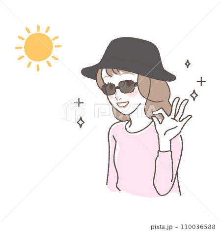 紫外線対策をする女性のイラスト 110036588