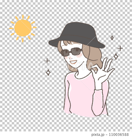 紫外線対策をする女性のイラスト 110036588