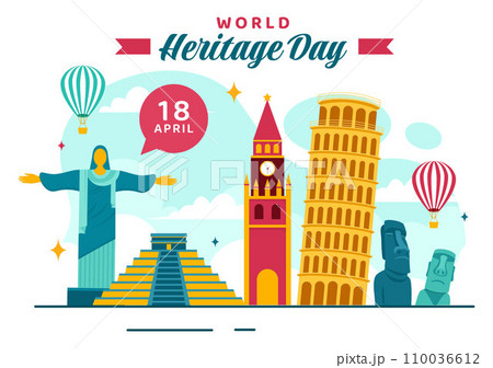 World Heritage Day Vector Illustration on 18 April for Commemorative Monuments and Sites from Various Countries in Flat Background 110036612