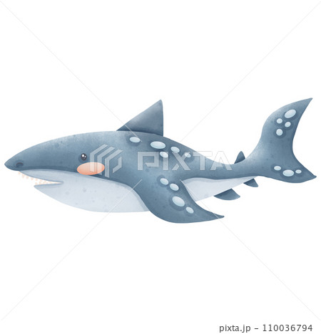 Watercolor painting of an underwater shark. Watercolor painting of an underwater shark. 110036794