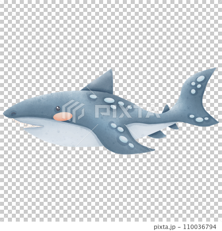 Watercolor painting of an underwater shark. Watercolor painting of an underwater shark. 110036794