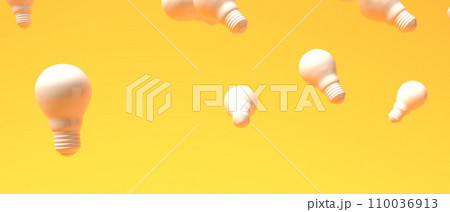 Scattered light bulbs on a colored background - 3D Scattered light bulbs on a colored background - 3D 110036913